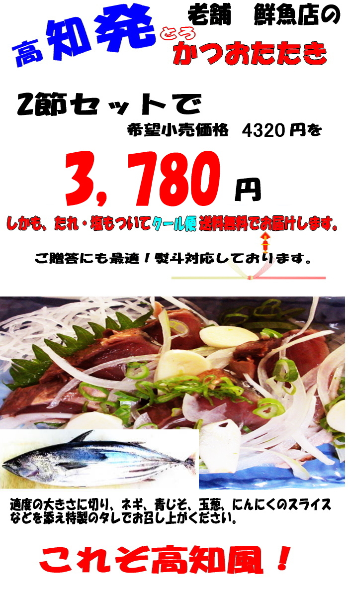 かつおのたたき 送料無料 高知県自慢藁焼き ワラ焼き トロ鰹のたたきセット２節 高知かつお